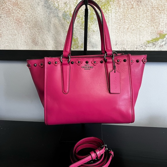 Coach Handbags - Coach Pink Dahlia With Floral Rivets Mini Crossbody Carryall

Style: F37707